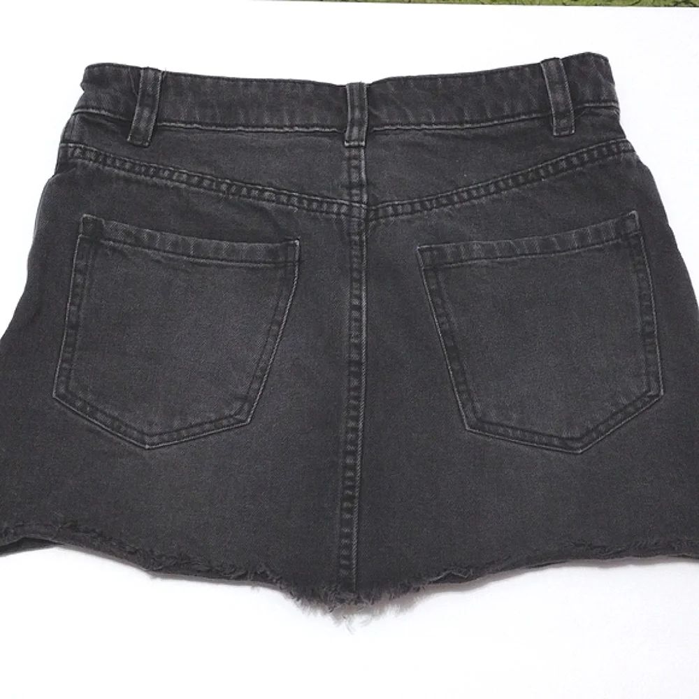 Free People We The Free Black Zip Front Denim Micro Mini Skirt Y2K Size 25